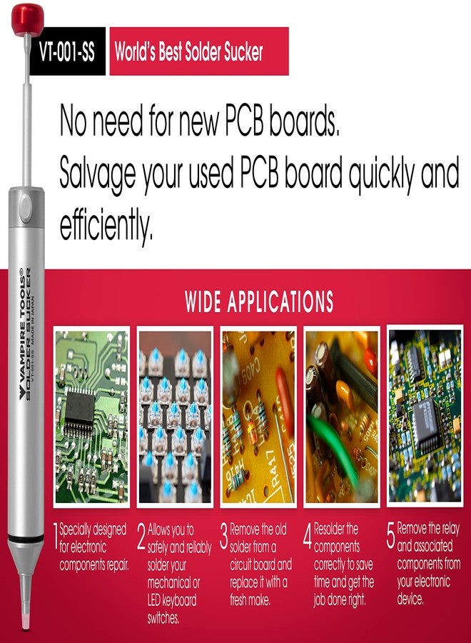 VAMPLIERS Premium Solder Sucker Made in Japan Heavy Duty Desoldering Pump High Power Vacuum Suction - Image 5